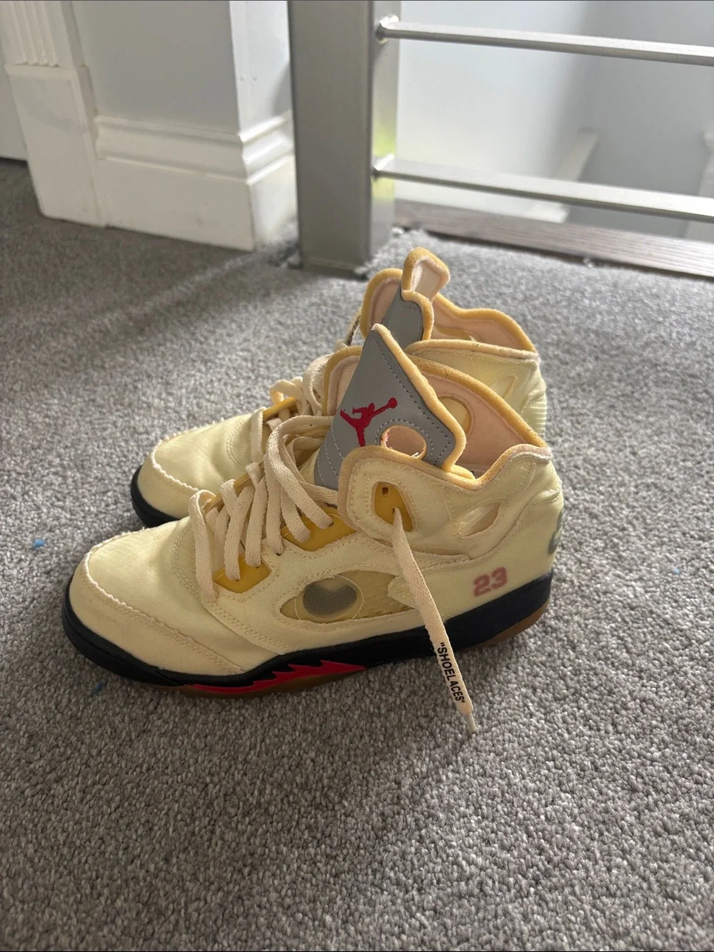 Jordan Kids Yellow Retro and Red High-Top Sneakers
